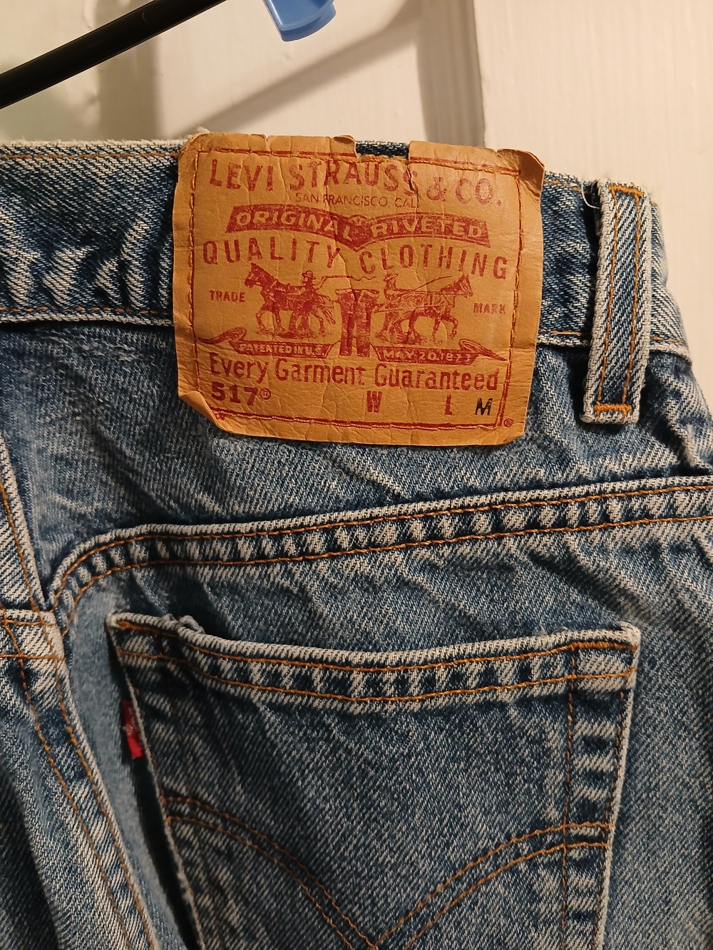Levi's 517 Slim Fit 7 Juniors Boot Cut Jeans-Blue with Orange Stitching Vintage - Picture 8 of 16